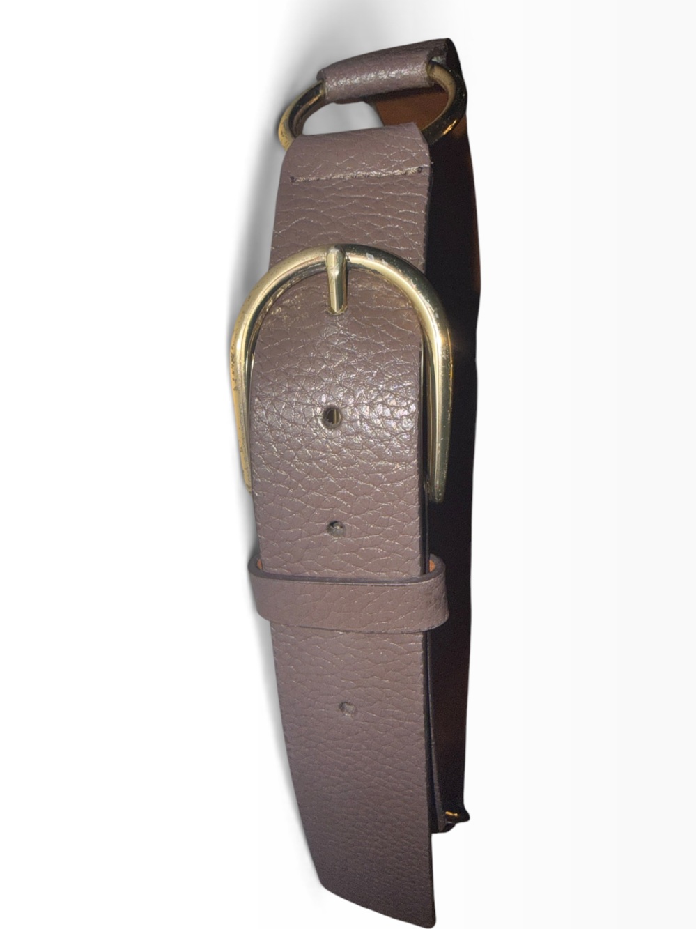 Cole Haan Brown Pebbled Leather Belt Gold Buckle M Genuine Leather